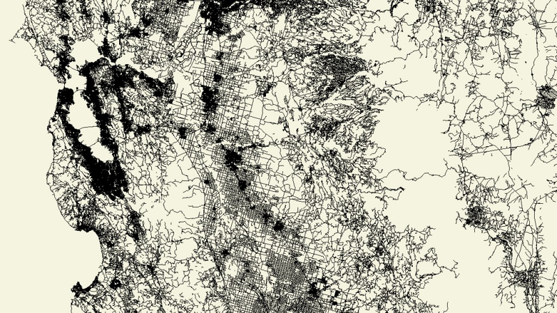 Illustration for article titled Map of the United States made exclusively with all its roads and streets